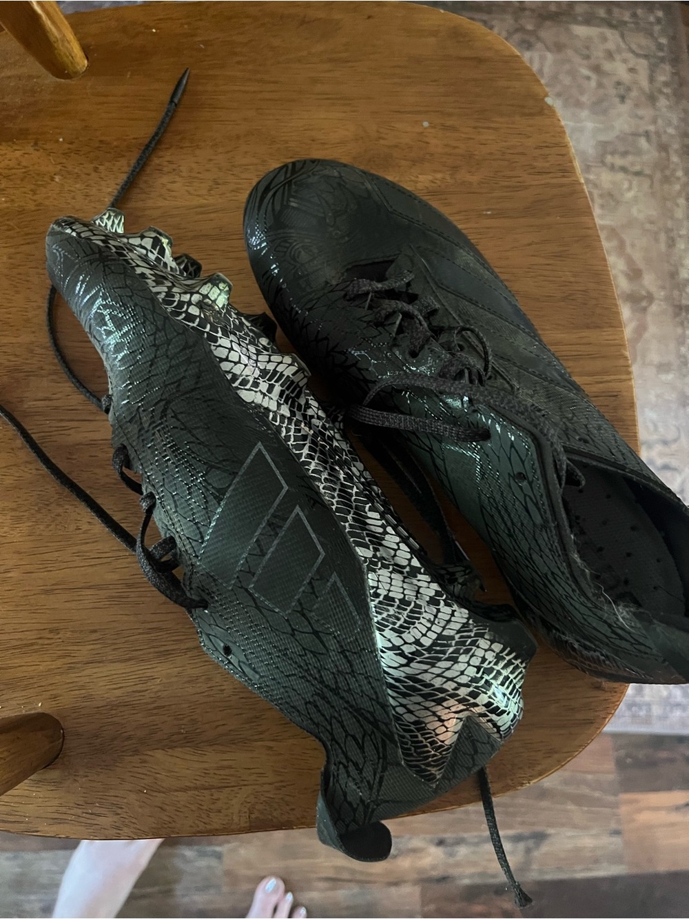 adidas Black and White Snake-Pattern football Cleats
